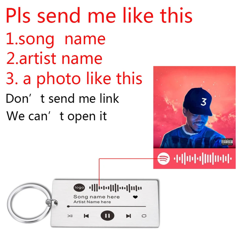 Spotify Keychain With Code Song Name And Favorite Artist