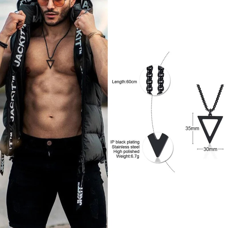 Elegant Geometric Triangle Male Necklace