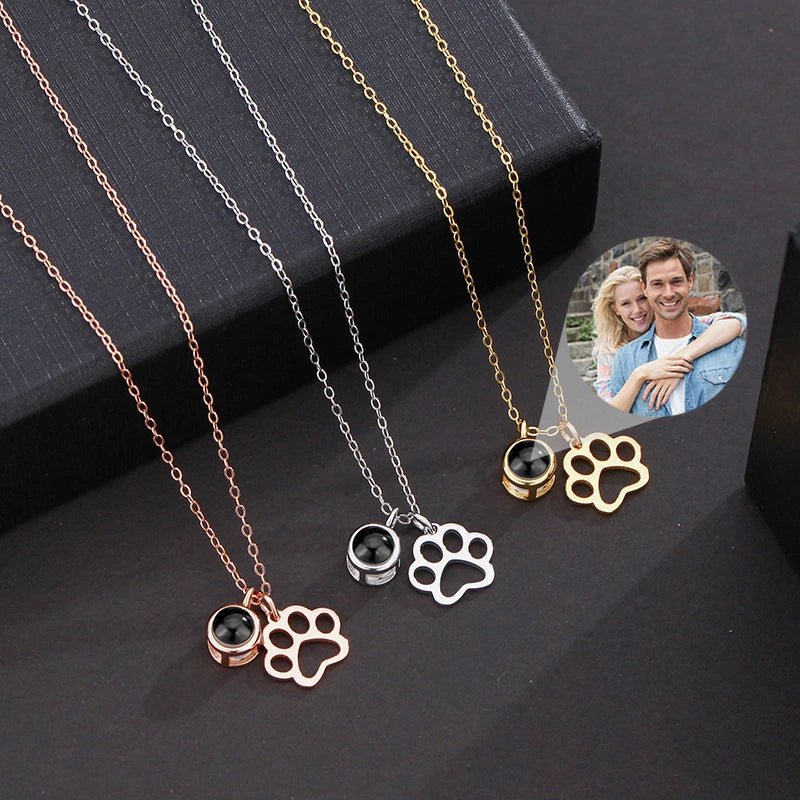 Paw Necklace With Photo of Your Personalized Pet