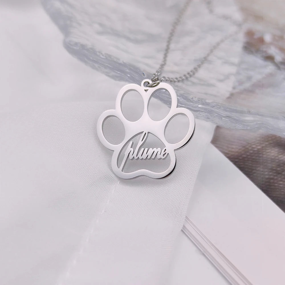 Personalized Pet Paw Name Necklace Souvenir