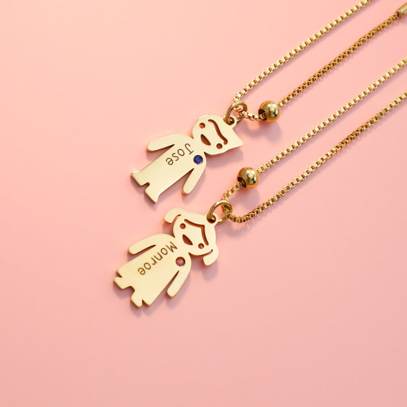 Colar Meus Filhos Com Nome e Pedra do Mês Personalizado Feminino - HAS SHOP