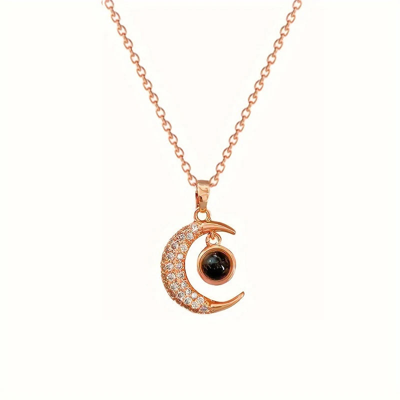 Customized Half Moon Infinity Photo Necklace