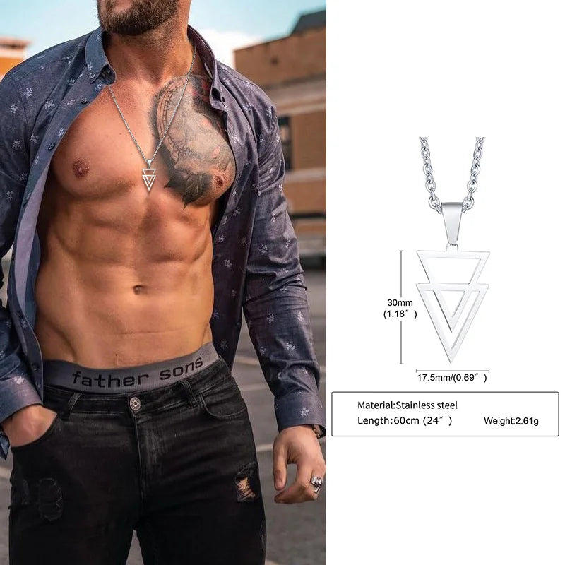 Elegant Geometric Triangle Male Necklace