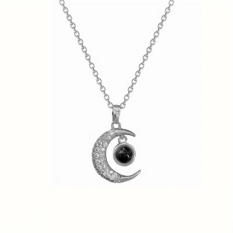 Customized Half Moon Infinity Photo Necklace