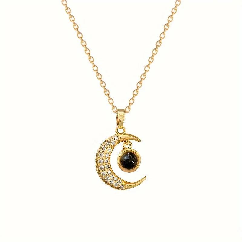 Customized Half Moon Infinity Photo Necklace