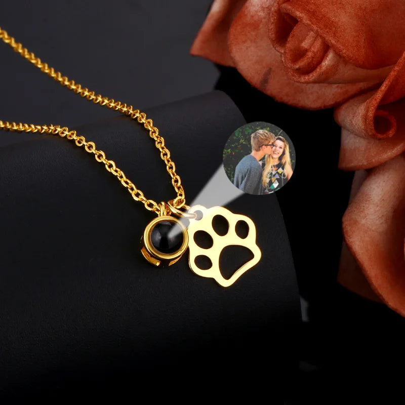 Paw Necklace With Photo of Your Personalized Pet