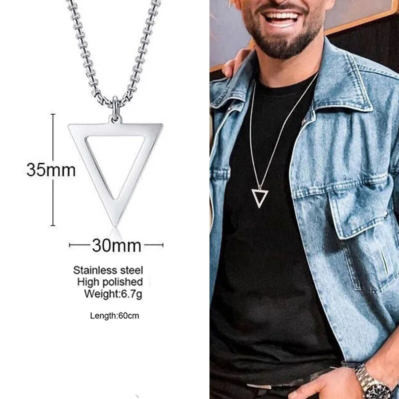 Elegant Geometric Triangle Male Necklace