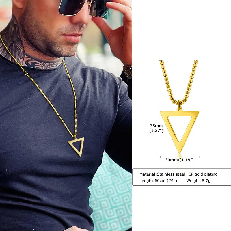 Elegant Geometric Triangle Male Necklace