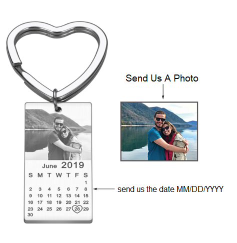 Customized Date And Photo Calendar Keychain