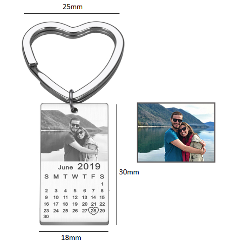 Customized Date And Photo Calendar Keychain