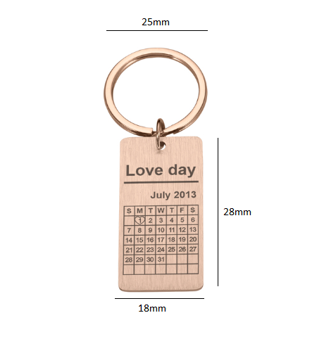 Rectangle Keychain Calendar Important Customized Love Day Date