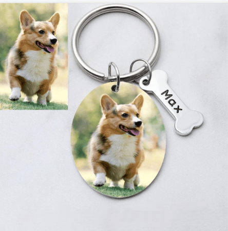 Chaveiro Com A Foto Do Seu Pet Personalizado Oval Lembrança - HAS SHOP