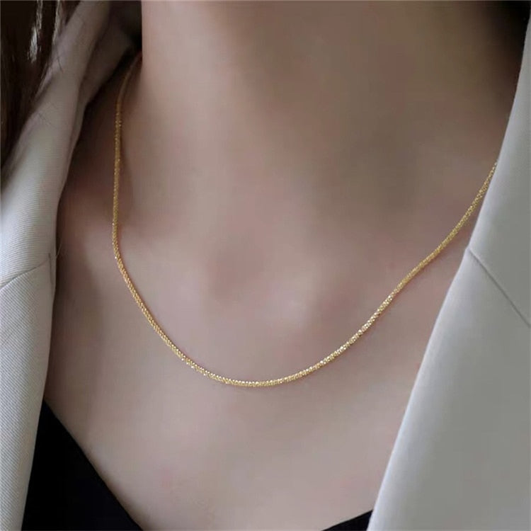 2021 Popular Silver Colour Sparkling Clavicle Chain Choker Necklace Collar For Women Fine Jewelry Wedding Party Birthday Gift - HAS SHOP
