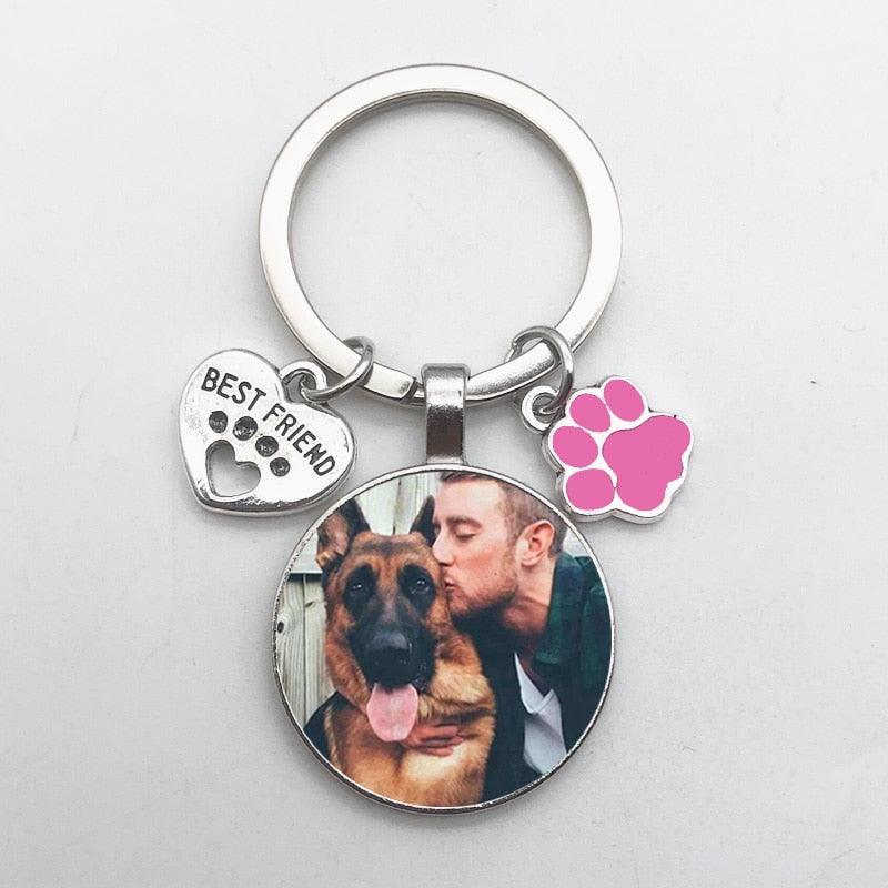 Chaveiro Foto Do Pet Personalizado Redondo Com Patinha E Coração - HAS SHOP