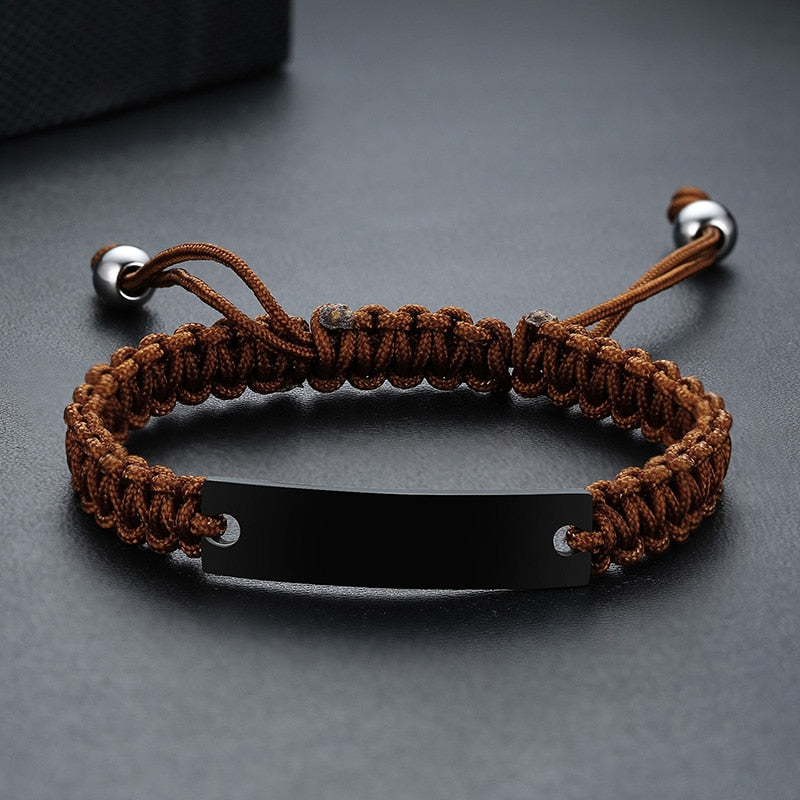 Pulseira Masculina Personalizadas Com Nomes ou Frases Ajustável - HAS SHOP