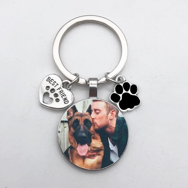 Chaveiro Foto Do Pet Personalizado Redondo Com Patinha E Coração - HAS SHOP