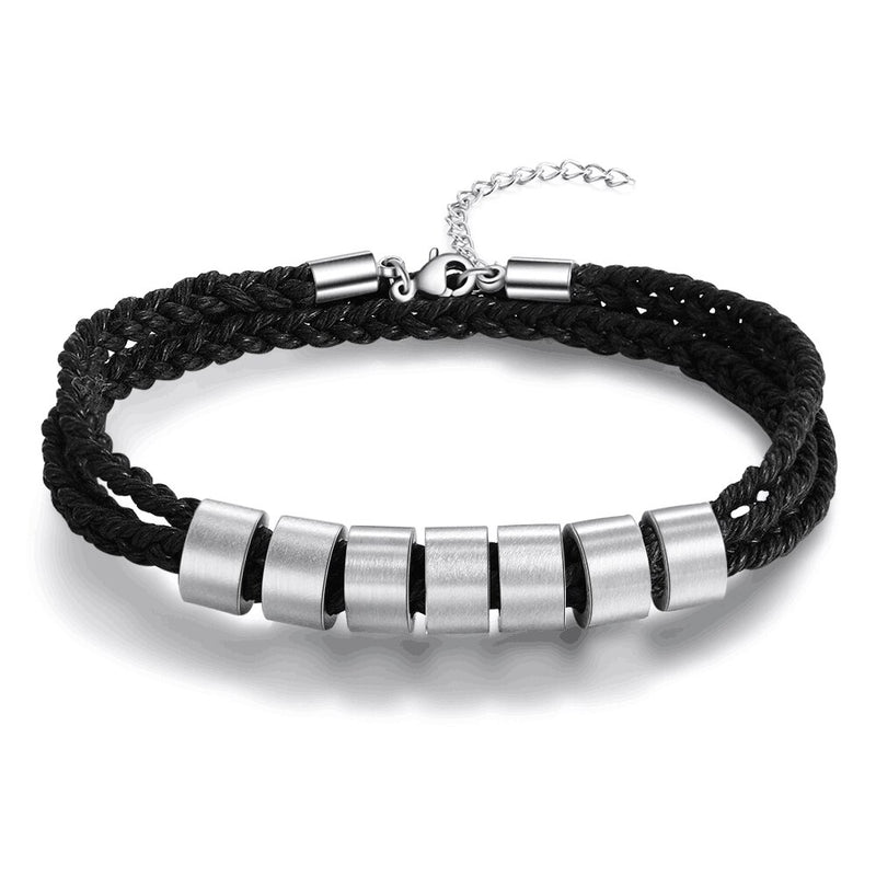 Pulseira Masculina De Couro Com Nomes Ajustável Personalizados - HAS SHOP