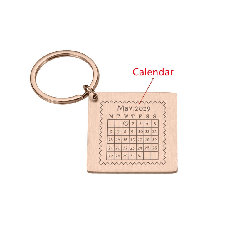 Chaveiro Calendário Com A Data De Namoro Personalizado Quadrado - HAS SHOP