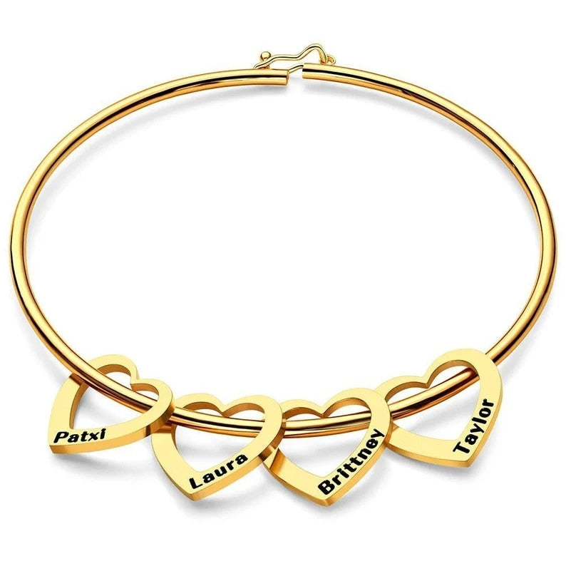 Pulseira de Coração Feminina Personalizadas Com Nomes - HAS SHOP