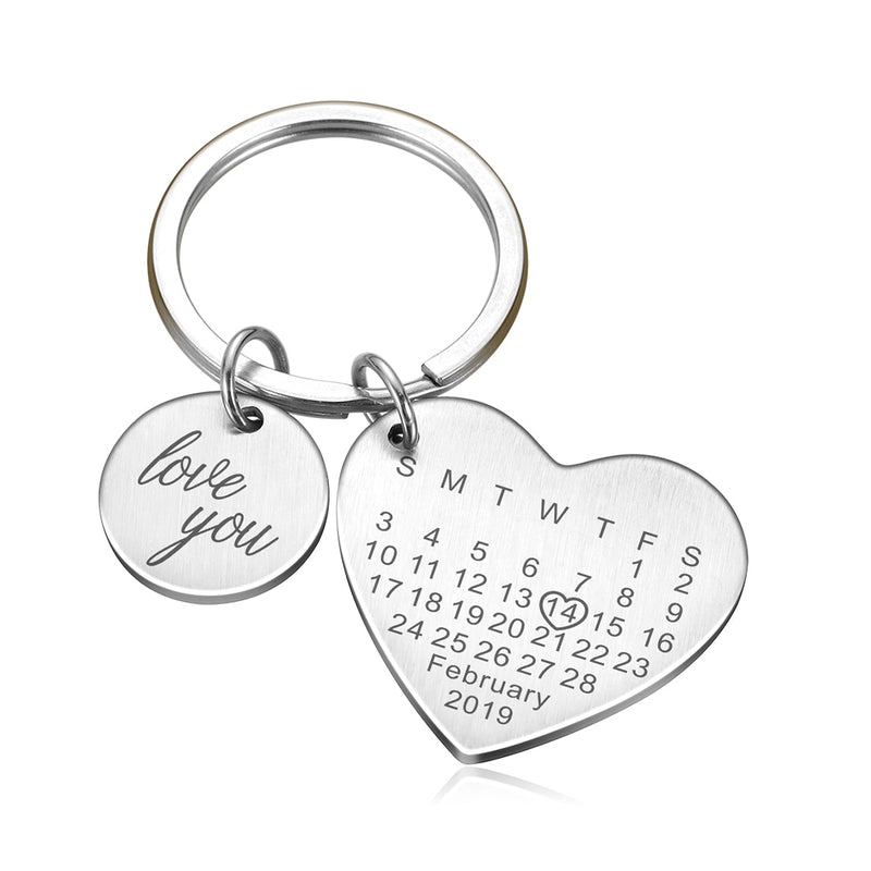 Chaveiro Calendário Data Namoro Personalizado Love You Coração - HAS SHOP