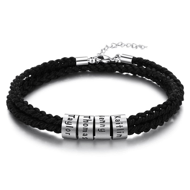 Pulseira Masculina De Couro Com Nomes Ajustável Personalizados - HAS SHOP