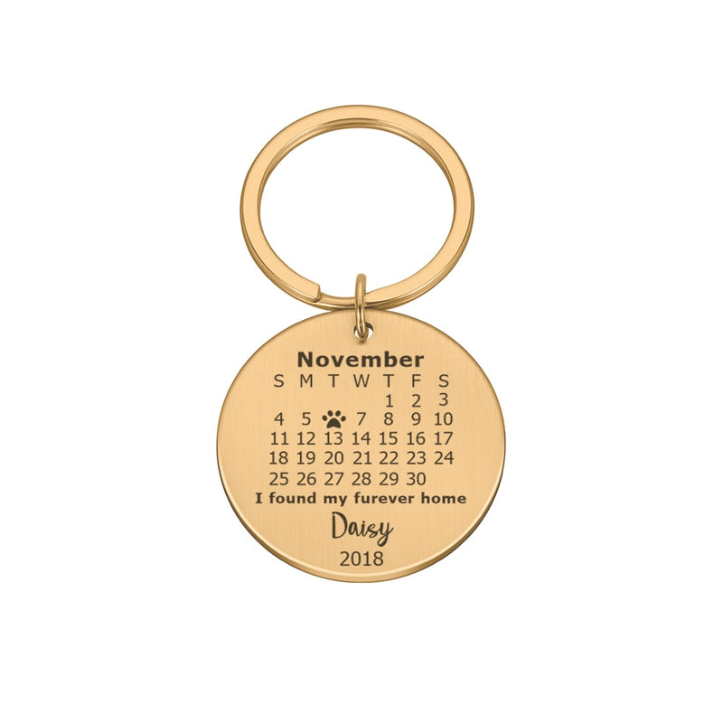 Chaveiro Calendário Data Do Pet Personalizado Redondo Com Nome - HAS SHOP