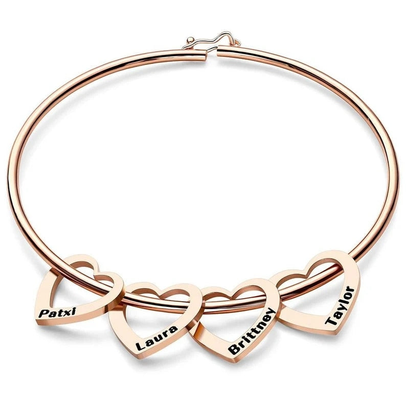 Pulseira de Coração Feminina Personalizadas Com Nomes - HAS SHOP