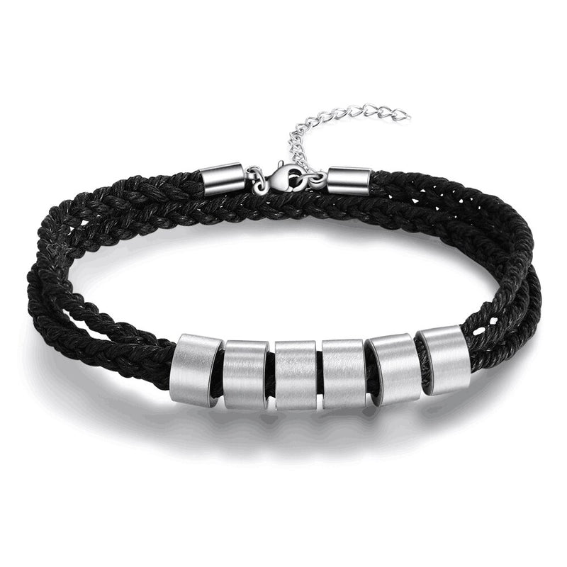 Pulseira Masculina De Couro Com Nomes Ajustável Personalizados - HAS SHOP