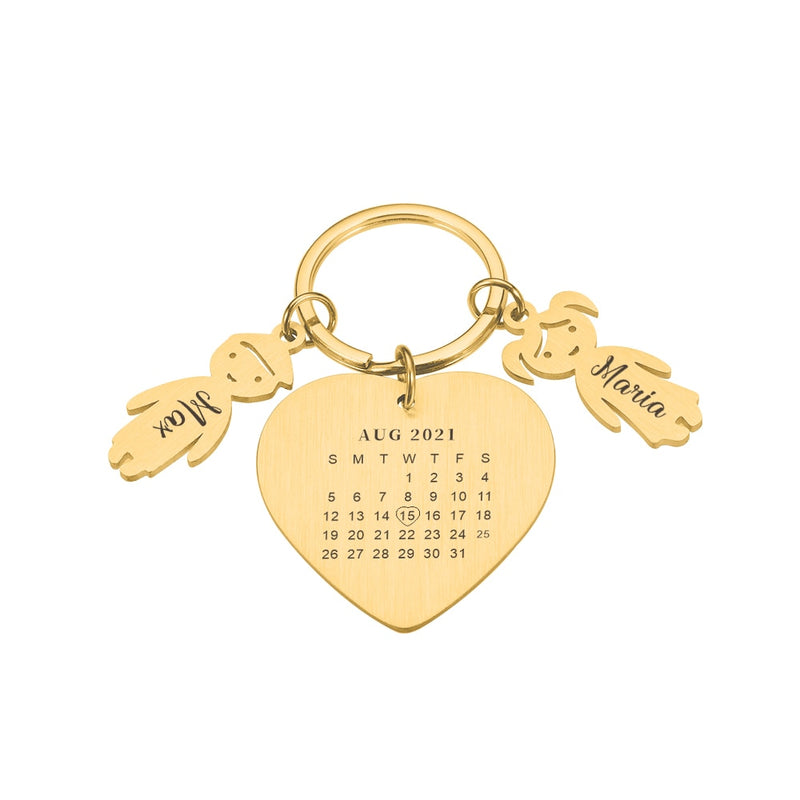 Chaveiro Calendário Data Namoro Casamento Personalizado Boneco - HAS SHOP