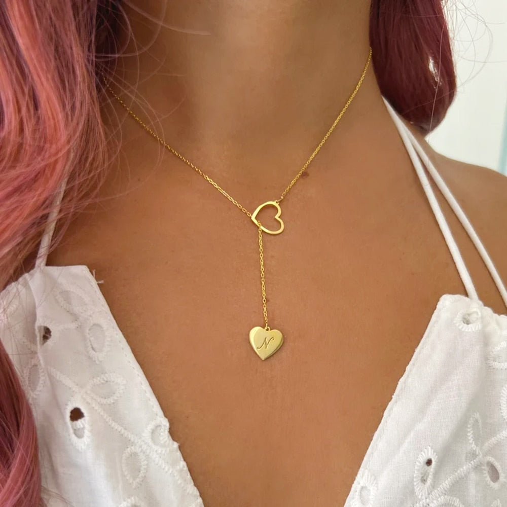 Colar Inicial Do Nome Coração Personalizado Feminino - HAS SHOP