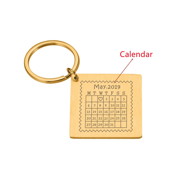 Chaveiro Calendário Com A Data De Namoro Personalizado Quadrado - HAS SHOP