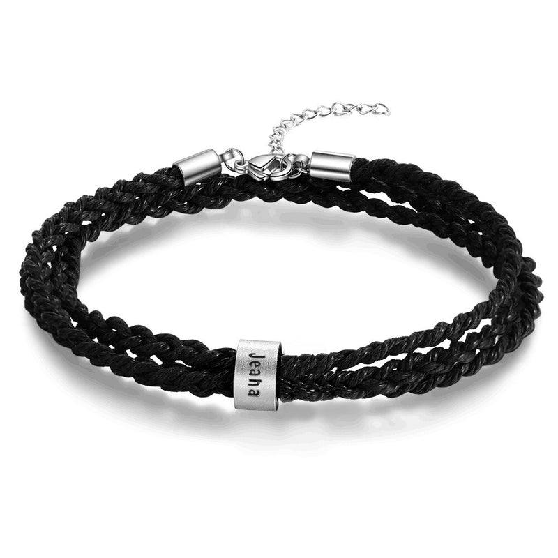 Pulseira Masculina De Couro Com Nomes Ajustável Personalizados - HAS SHOP