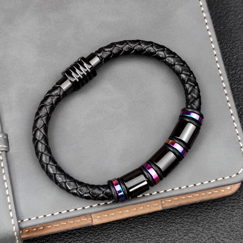 Pulseira De Couro Masculina Com Até 3 Nomes Personalizados - HAS SHOP