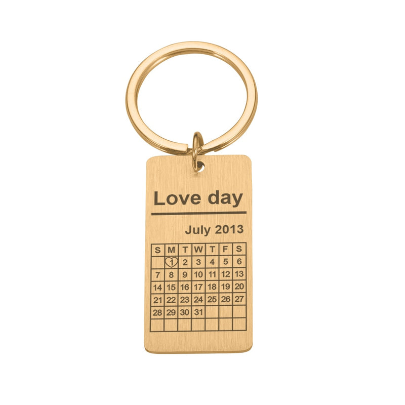 Chaveiro Calendário Data Namoro Personalizado Love Day Retângulo - HAS SHOP