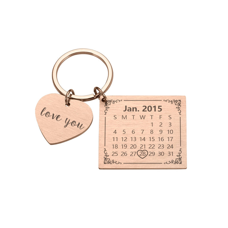 Chaveiro Calendário Data Namoro Personalizado Love You Quadrado - HAS SHOP