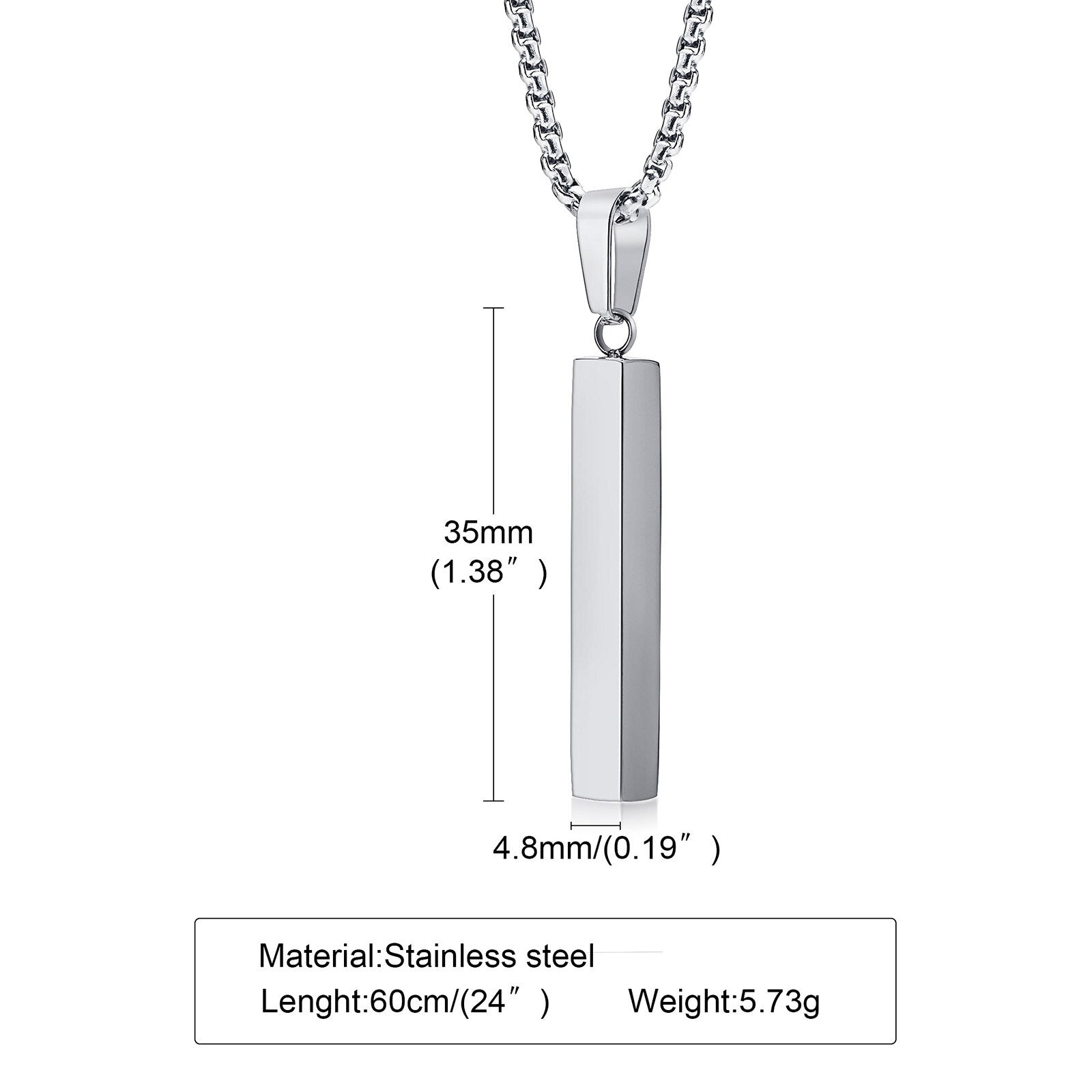 Colar Nome De Quem Você Ama Personalizado Retângulo 3D Feminino - HAS SHOP