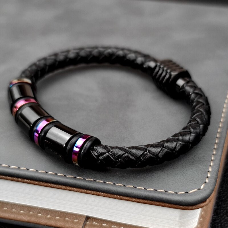 Pulseira De Couro Masculina Com Até 3 Nomes Personalizados - HAS SHOP