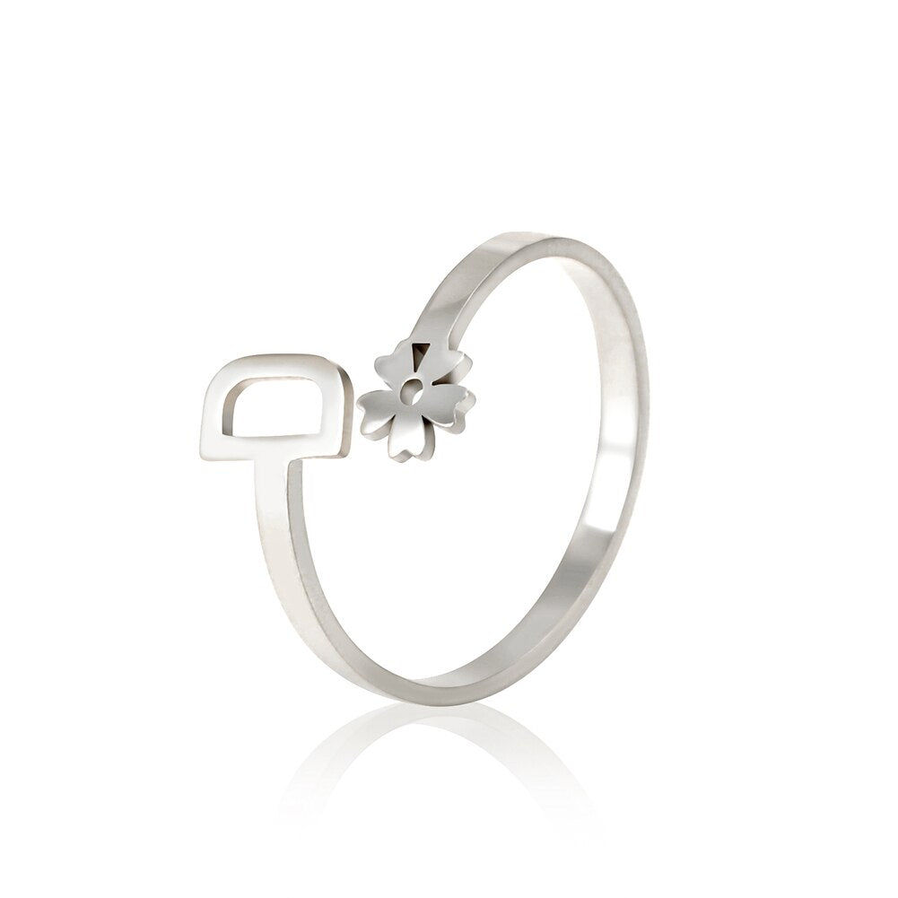 Anel Flor Personalizado Com A Letra Inicial De Quem Você Ama - HAS SHOP