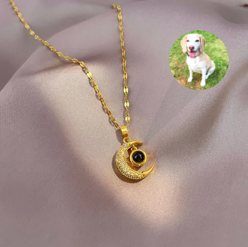 Colar Com A Foto Do Seu Pet Personalizado Meia Lua Infinito - HAS SHOP