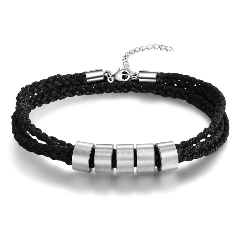 Pulseira Masculina De Couro Com Nomes Ajustável Personalizados - HAS SHOP