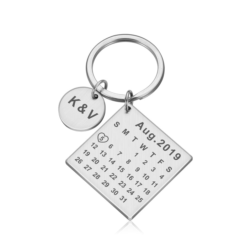 Chaveiro Calendário Data Namoro Casado Personalizado Inicial Nome - HAS SHOP