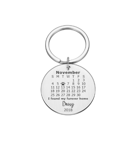 Chaveiro Calendário Data Do Pet Personalizado Redondo Com Nome - HAS SHOP