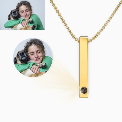 Colar Com Foto Pet Personalizado Retângulo 3D Infinito Lembrança - HAS SHOP