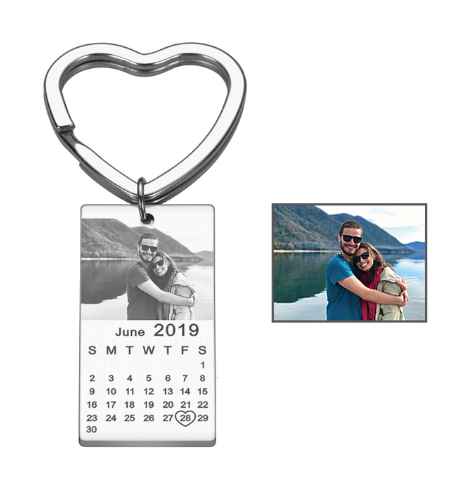 Chaveiro Calendário Data De Namoro Casamento Personalizado E Foto - HAS SHOP